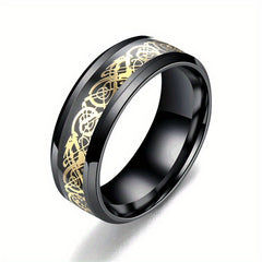 Dragon Pattern Titanium Steel Rings for Couples