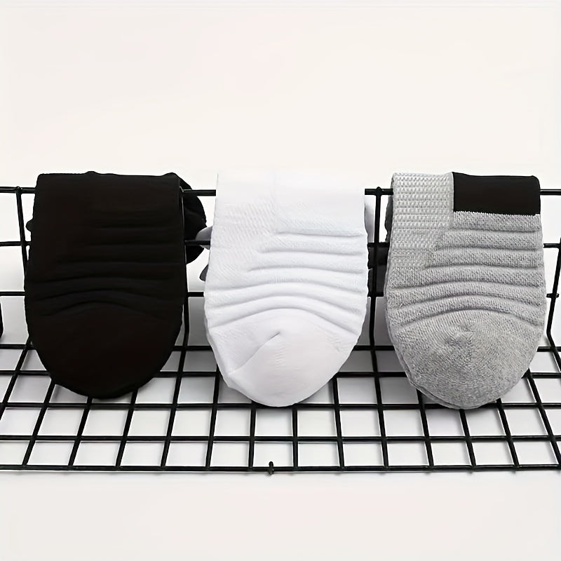 3 Pairs Men's Mid Crew Sport Socks Absorbent Breathable for Basketball Running