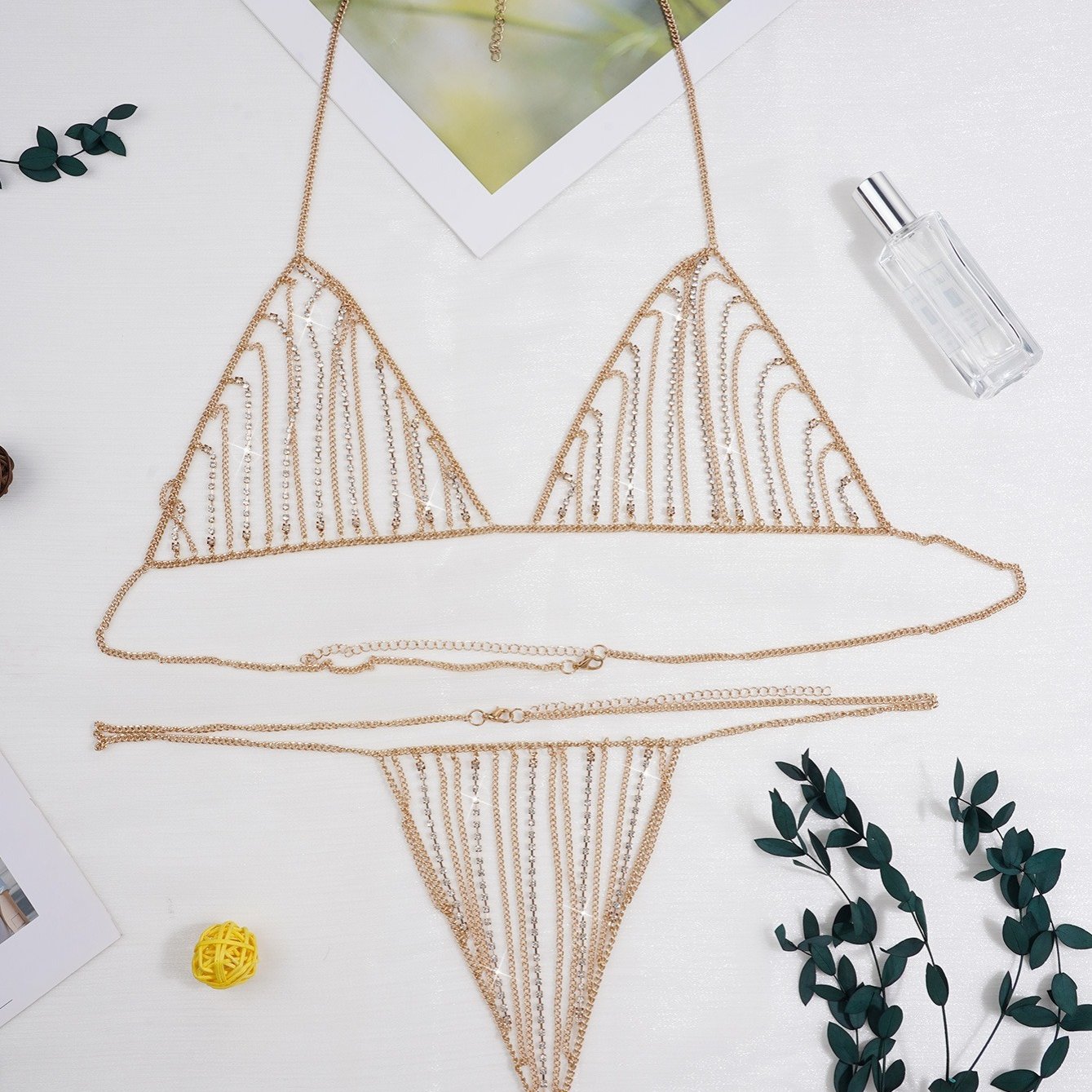 Crystal Body Chain Tassel Bra Set Women's Sexy Style