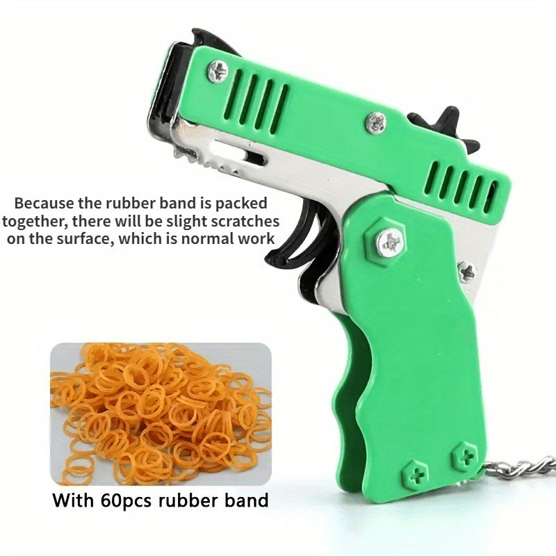 60pcs Metal Burst Rubber Band Toy Keychain Safe Shooting Toy