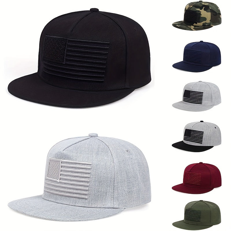 Flag Embroidery Snapback Hat Solid Hip Hop Baseball Cap Unisex