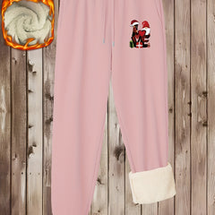  Xmas Casual Pants Women's Graphic Print Fleece Harem Trousers