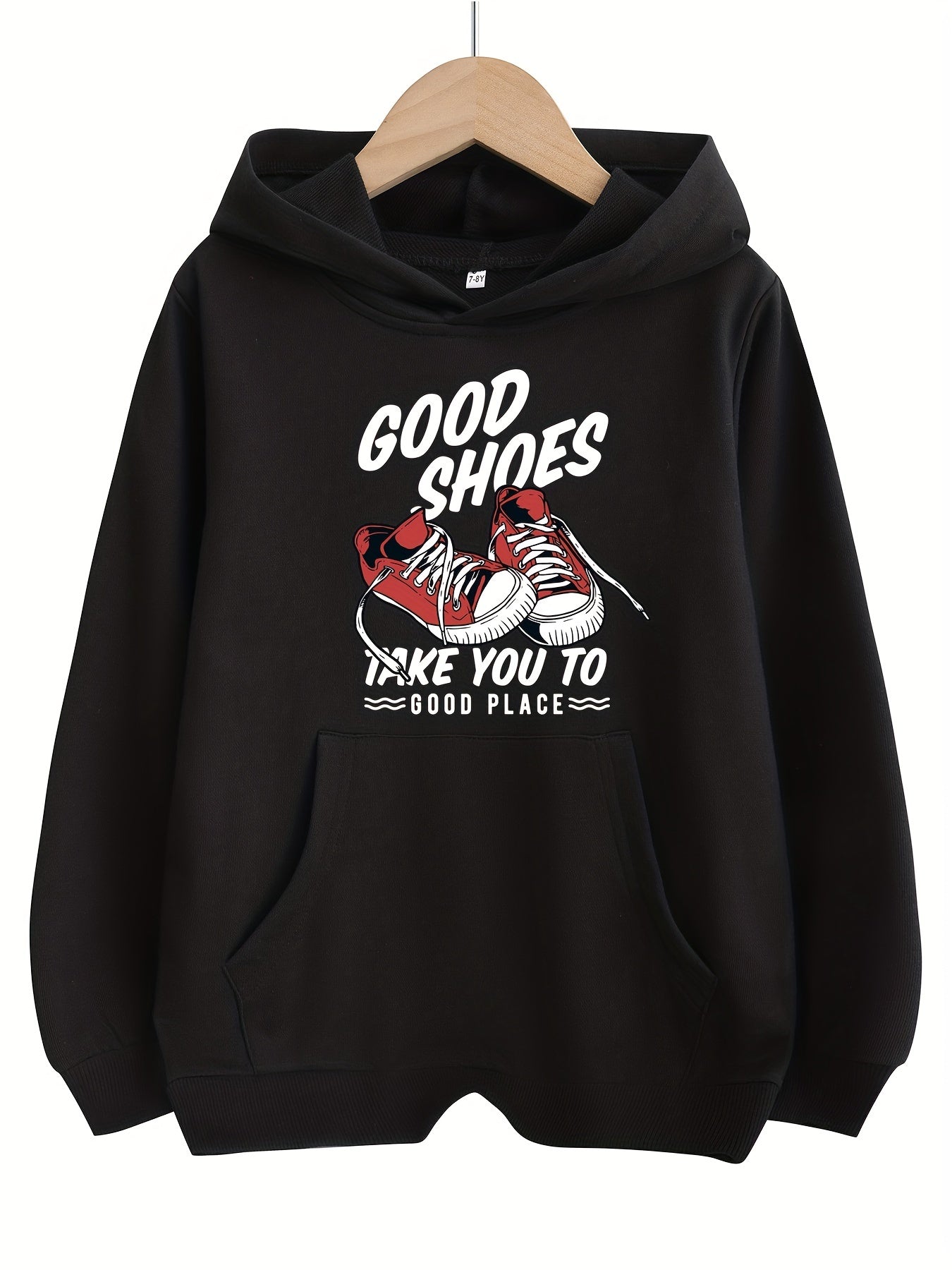 Girls Cartoon Print Hooded Sweatshirt Top with Pocket