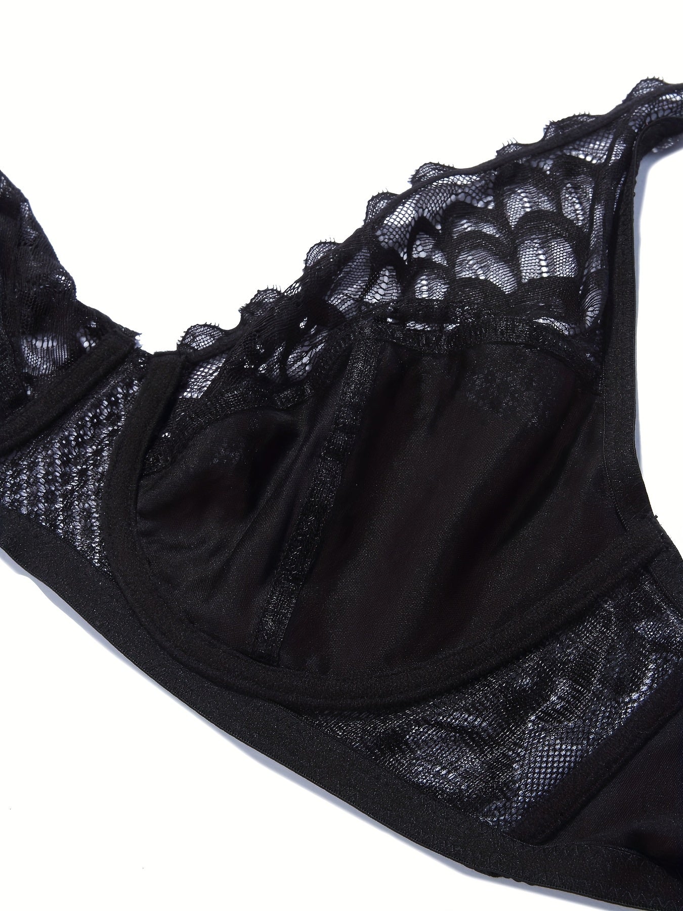  Bra Women's Plus Solid Contrast Lace Medium Stretch Bralette