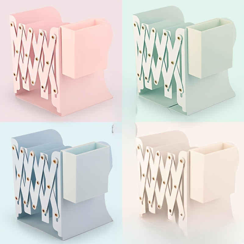 Desktop Retractable Pen Holder Book Stand Storage Rack
