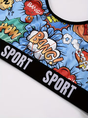  Y2K Pop Art Print Lingerie Set Tank Bra & High Waist Panty