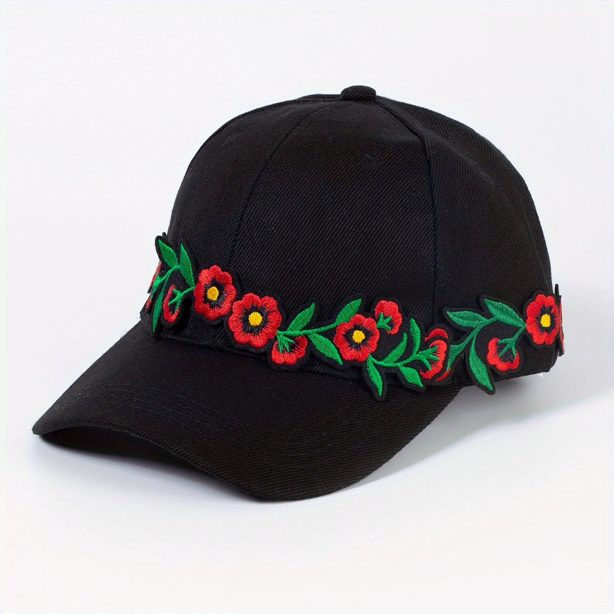 Flower Embroidery Patch Baseball Cap Sun Hat for Women