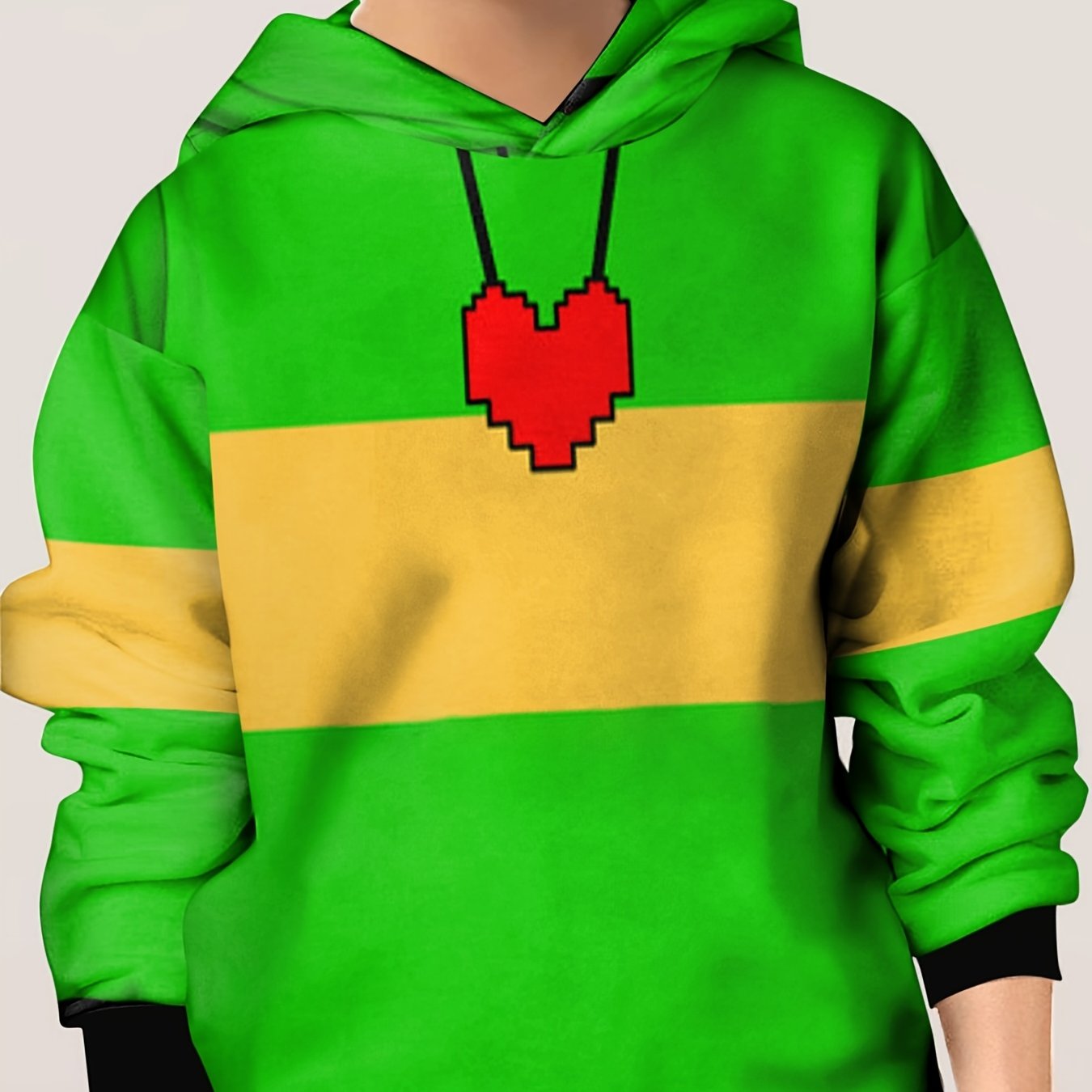 Pixel Heart Print Kid's Hoodie Clash Unisex Pullover