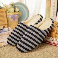 Men's Cozy Striped House Slippers for Winter
