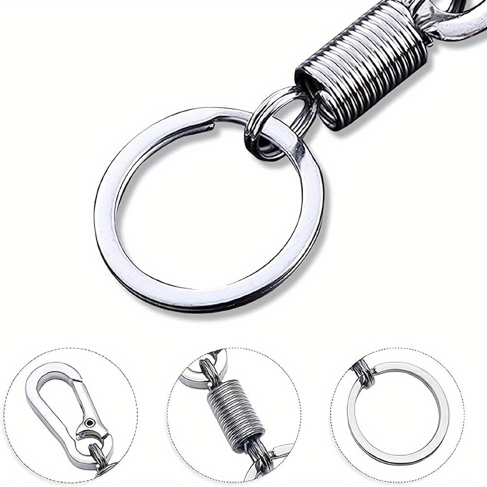 2pcs Spring Keychain Clip Metal Retractable Key Holder Hook for Bag