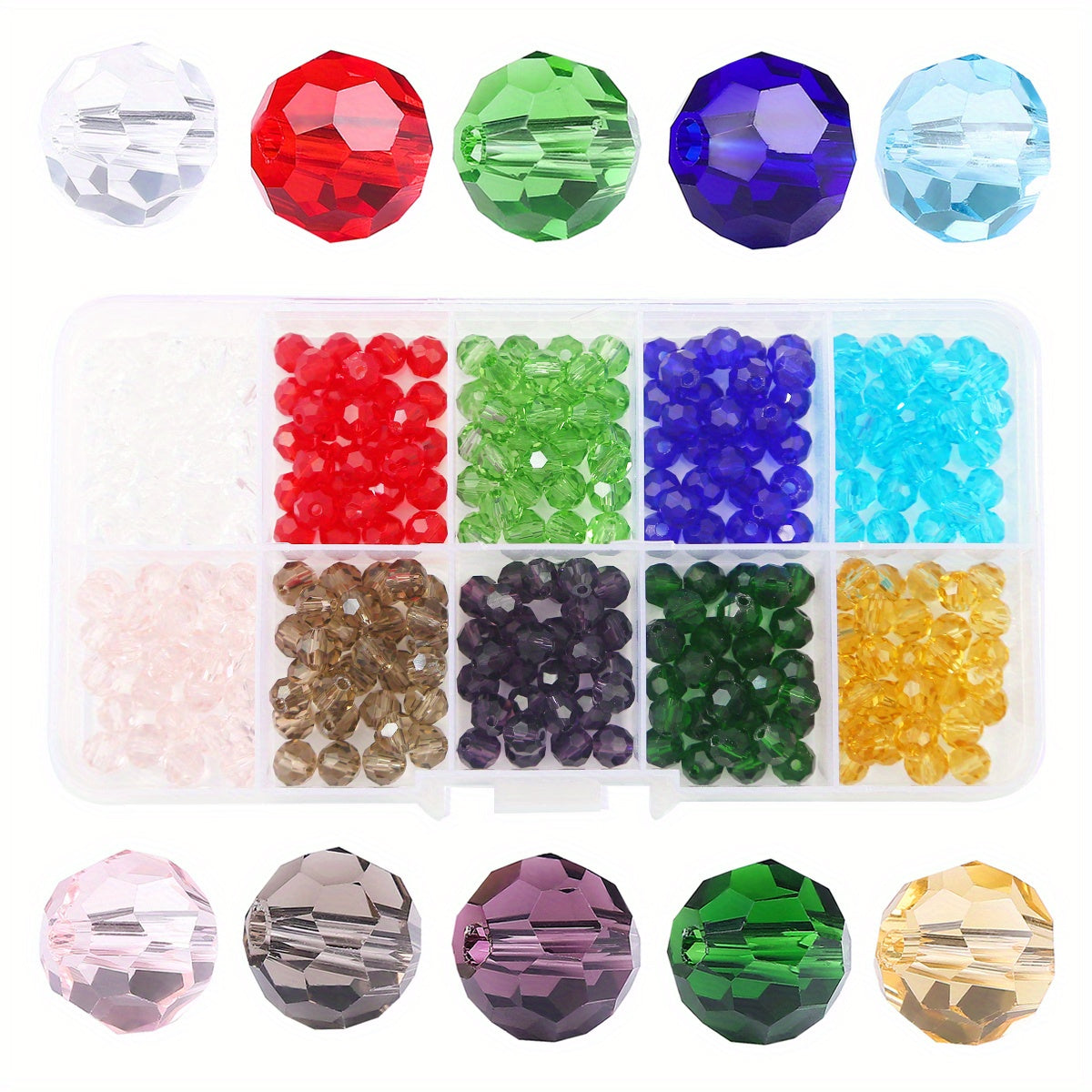 10 Glass Ball Beads Transparent Earth Beads Crystal Loose Beads