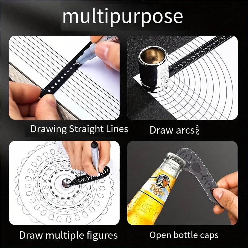 4pcs Geometric Drawing Set Compass & Ruler with Magnetic Feature