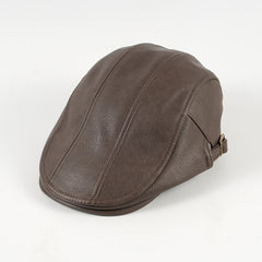 Newsboy Hat Women Autumn Winter Cowhide Solid Unisex Man Hat