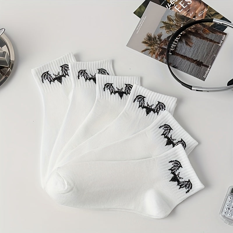 6 Pairs Bat Pattern Socks Halloween Women's Stockings