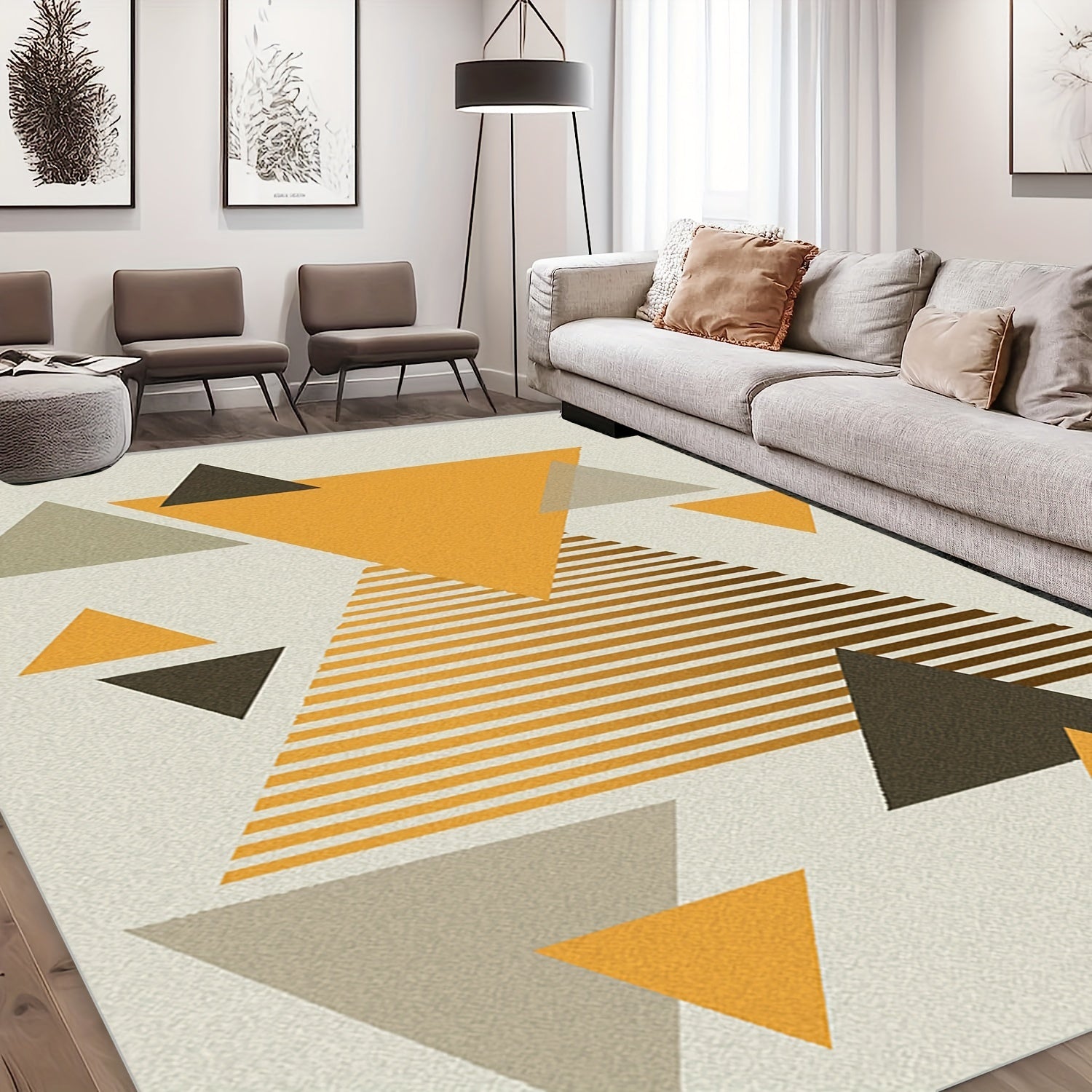 Nordic Geometric Triangular Carpet - Anti Slip