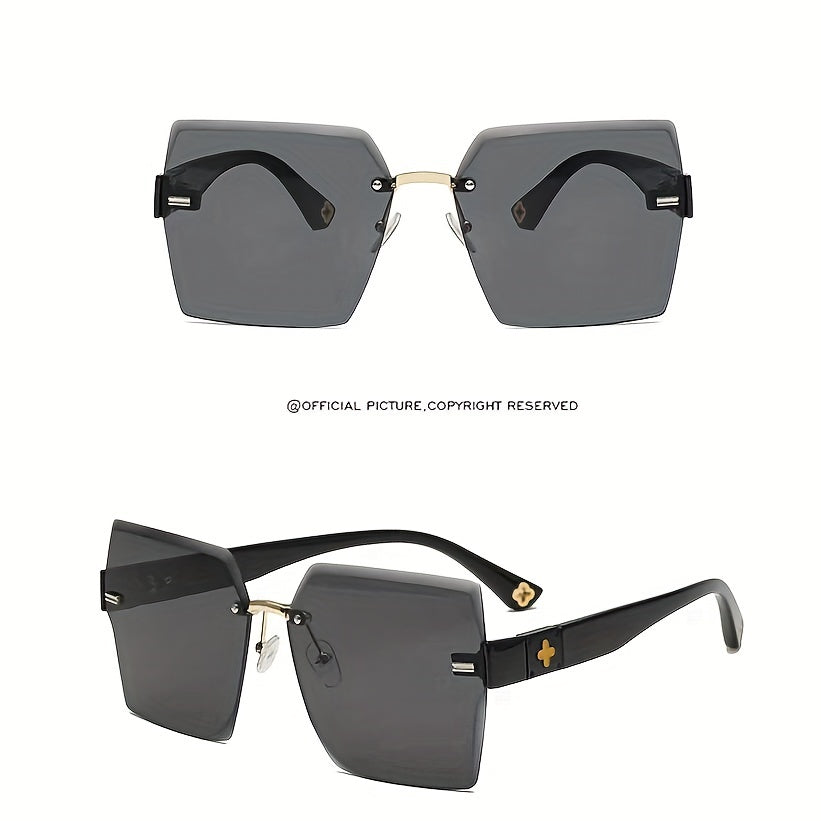 Square Rimless Sunglasses Clover Gradient UV400 Sun Shades For Summer Beach