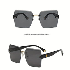 Square Rimless Sunglasses Clover Gradient UV400 Sun Shades For Summer Beach