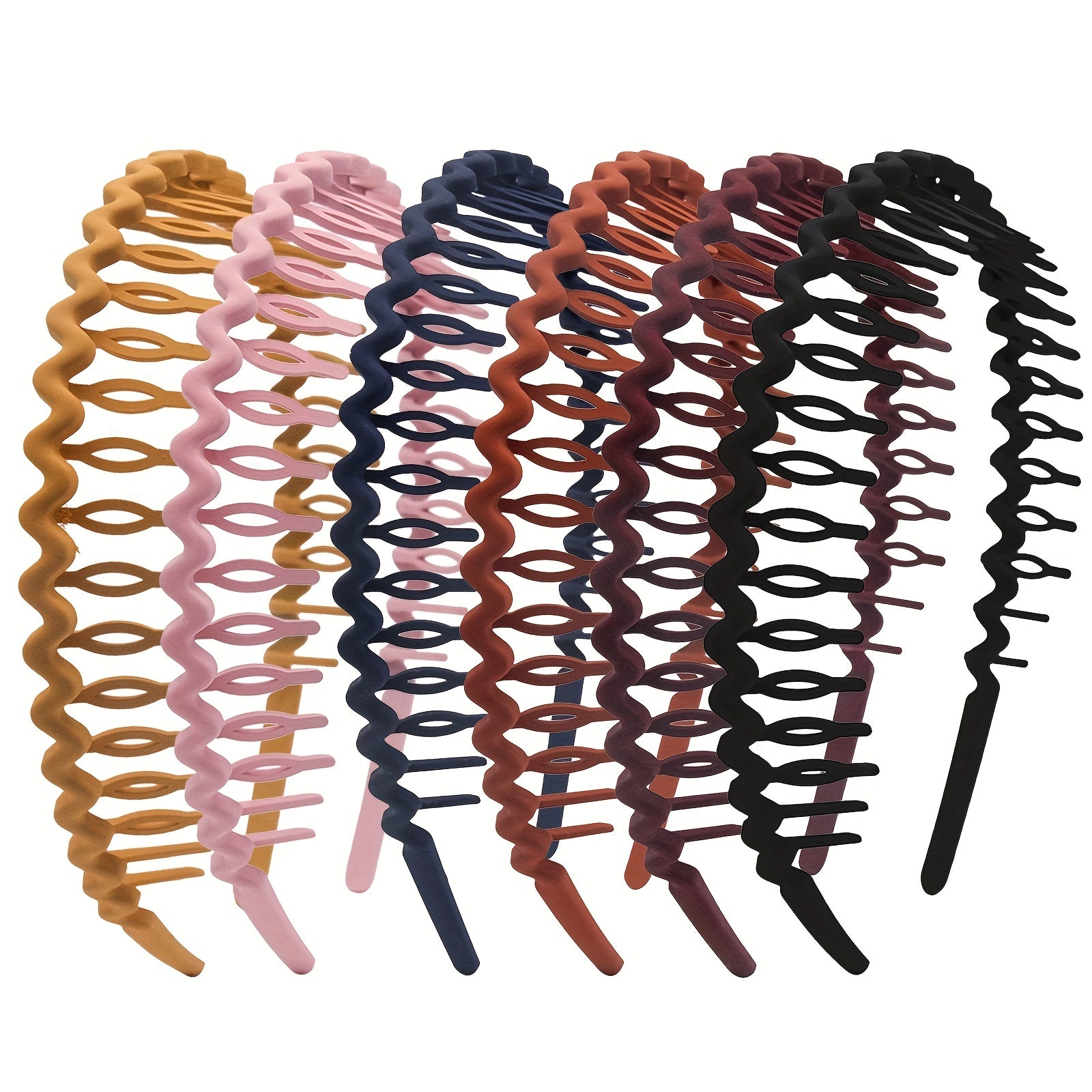 6pcs Solid Teeth Headband Wavy Nonslip Hair Band Sweet Headdress
