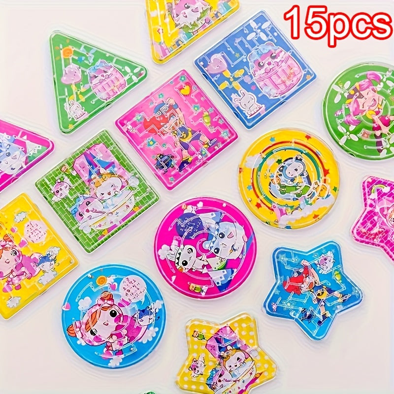 15pcs Cartoon Maze Toys Children Educational Mini Rolling Ball Game Toys