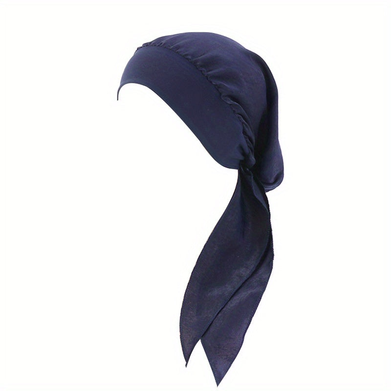 Silk Head Scarf Elastic Turban Cap Solid Sleep Night Cap Women Hijab Bonnet
