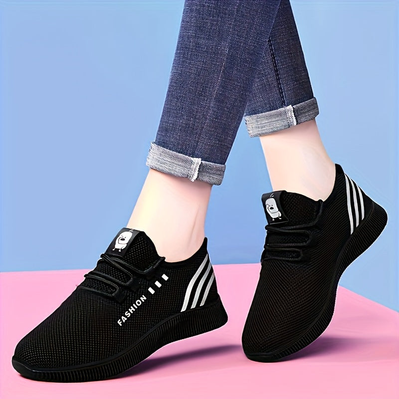 Women's Rose Pattern Running Shoes Lace Up Outdoor Walking Shoes