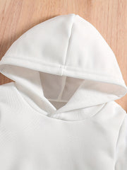 Letter And Bear Print Baby's Casual Pullover Hooded Sweatshirt