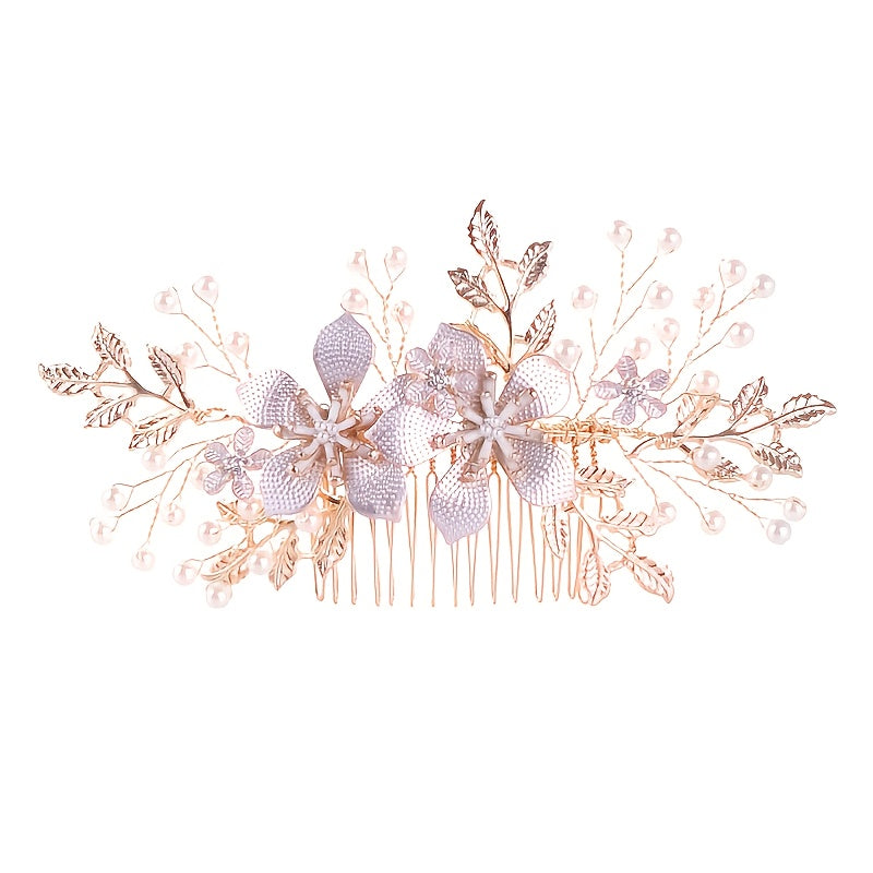 Pearl & Floral Bridal Hair Clip - Wedding Hair