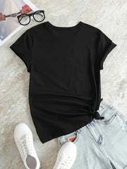 Letter Graphic Sports Round Neck T shirt Short Sleejsonv Workout Casual Tops