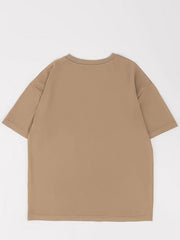 Solid Letter And Number Print T Shirt Crew Neck Short Sleeve Casual Top