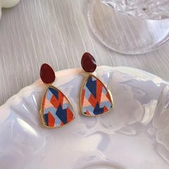 Irregular Patch Earrings Light Sense Square Round Face Jewelry