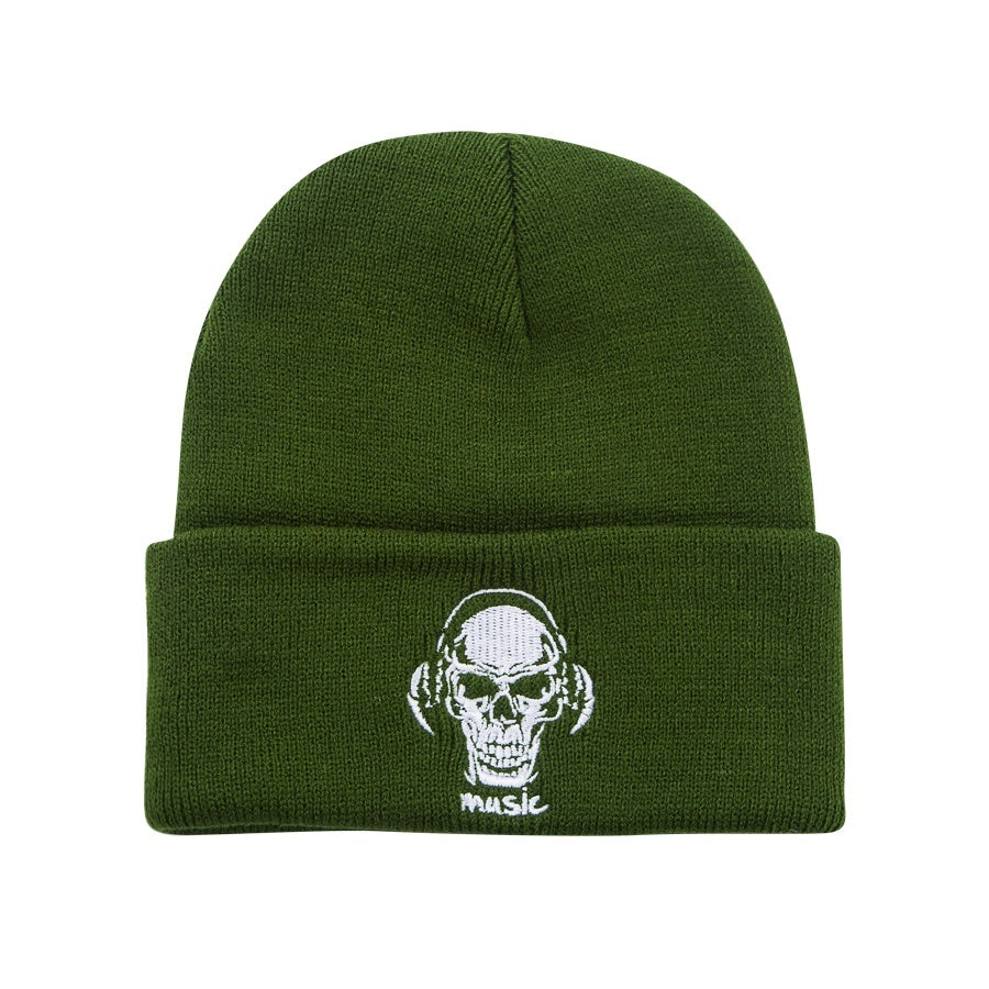 Men's Knitted Skull Pattern Embroidery Hat