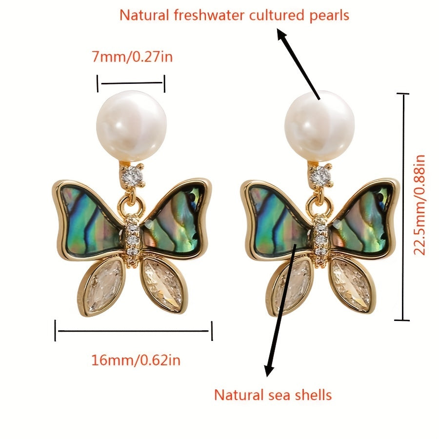 Freshwater Pearl Butterfly Stud Earrings Girls Gift