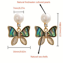 Freshwater Pearl Butterfly Stud Earrings Girls Gift