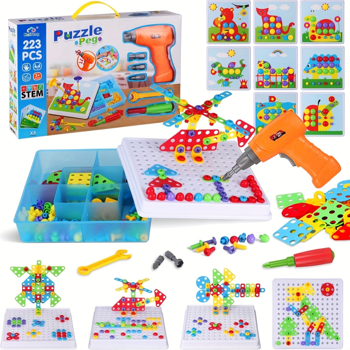 223pcs Screw Building Blocks Toy Set with Toolbox