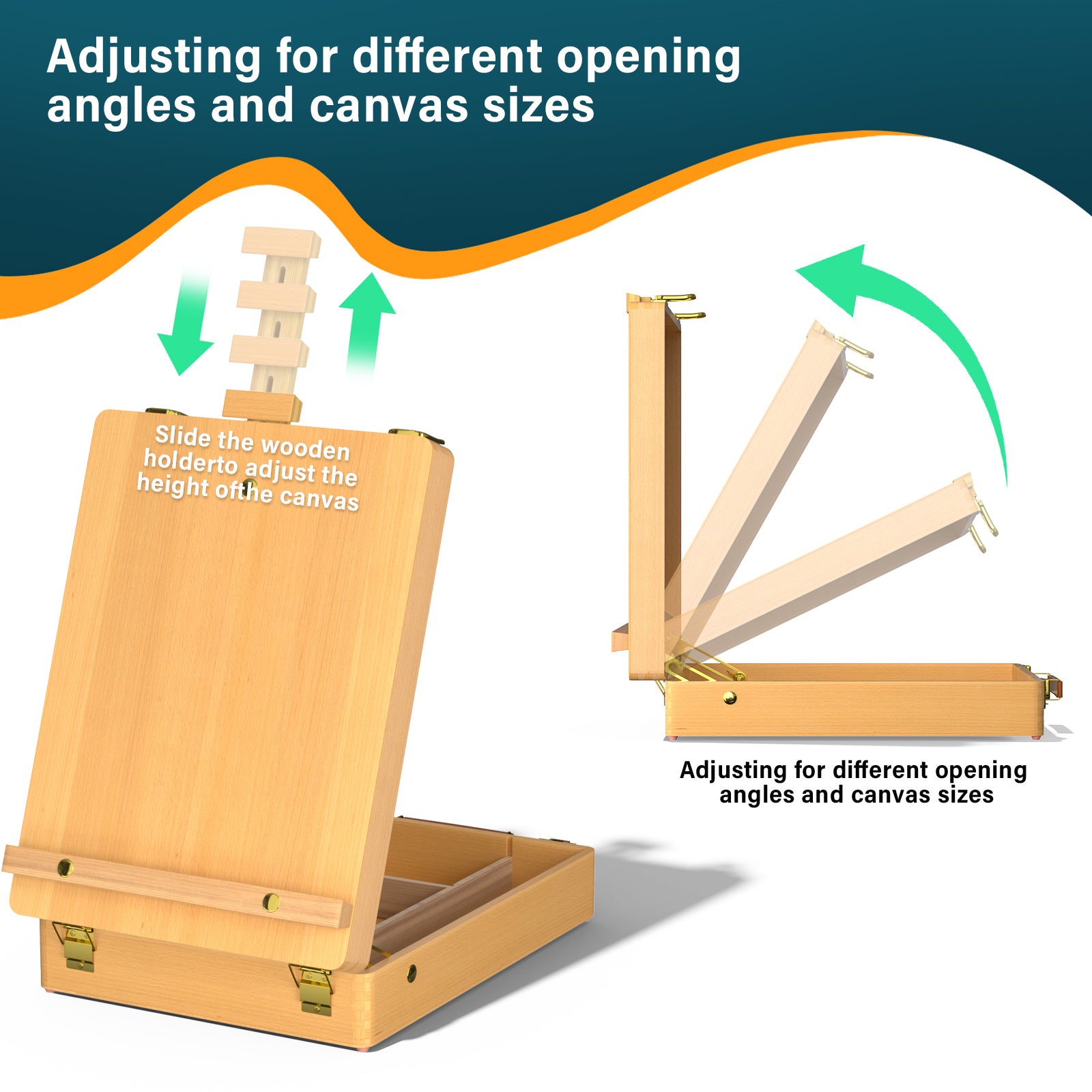 Adjustable Wooden Table Box Easel with Drawer Desktop Easel
