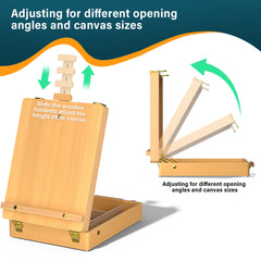 Adjustable Wooden Table Box Easel with Drawer Desktop Easel