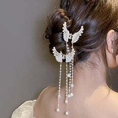 Long Tassel Hair Claw Clips Rhinestone Butterfly Hair Barrettes for Women