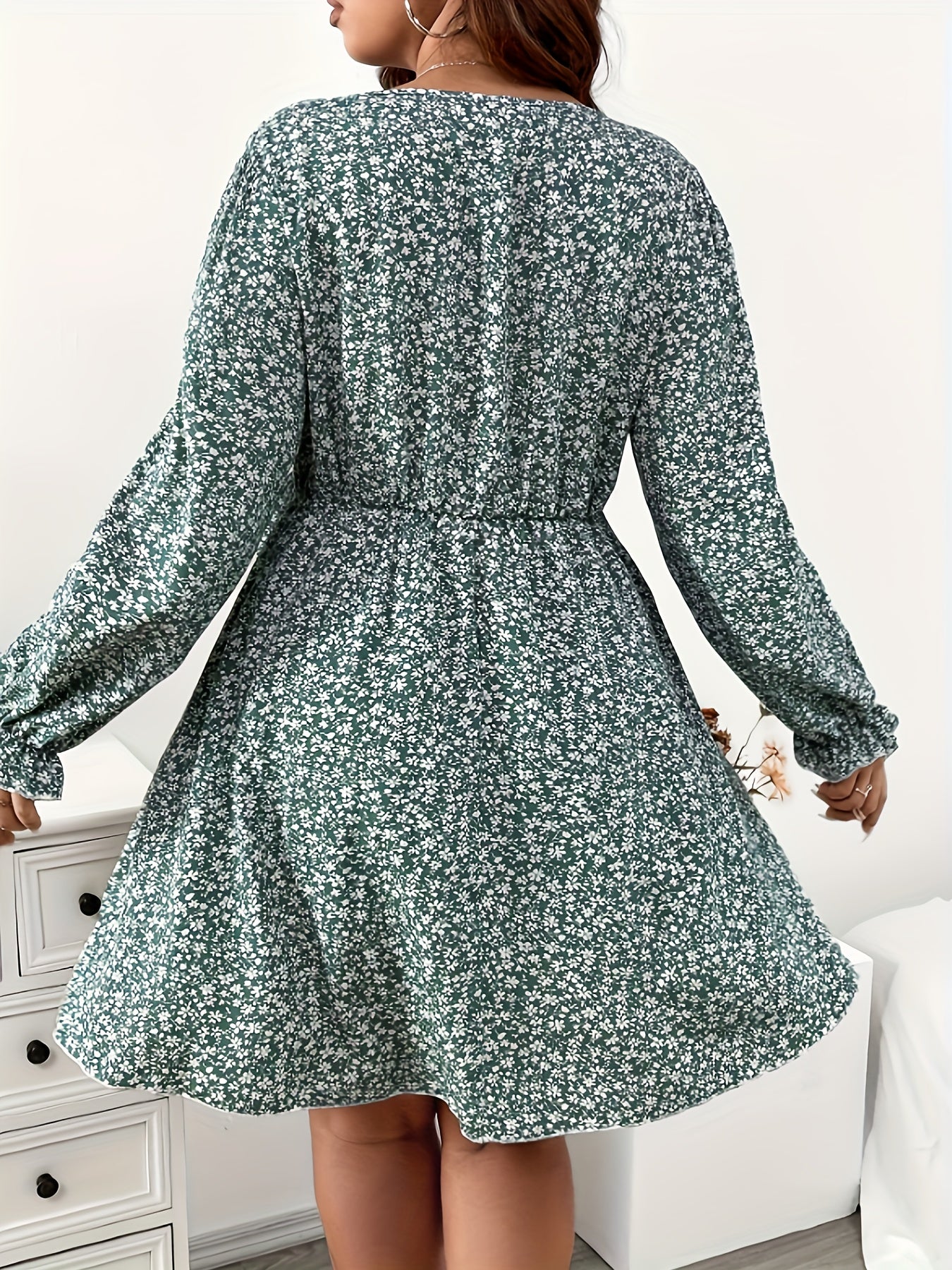  Floral Print Tie Front Mini Dress