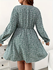  Floral Print Tie Front Mini Dress
