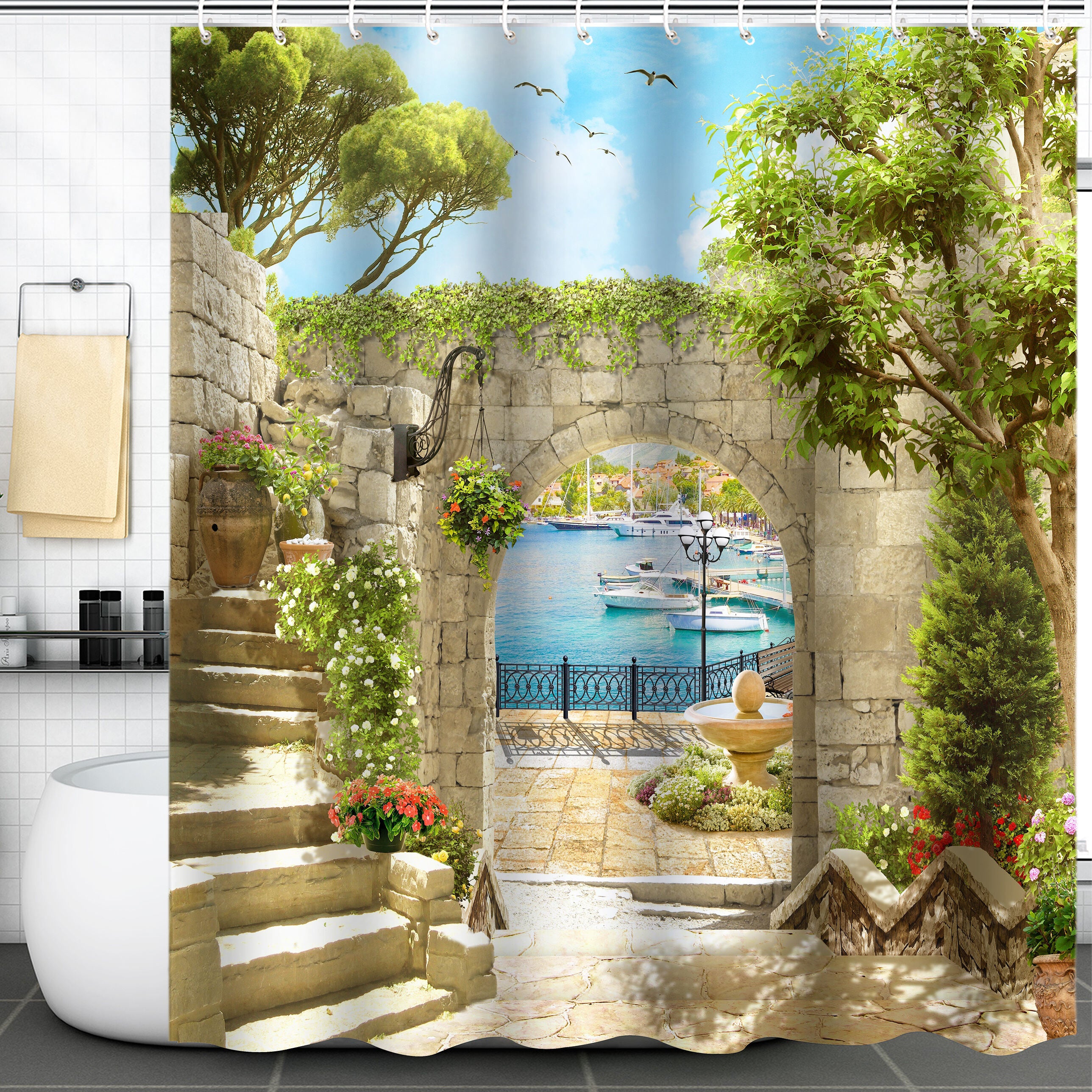 Classical Architectural Shower Curtain Waterproof and Washable