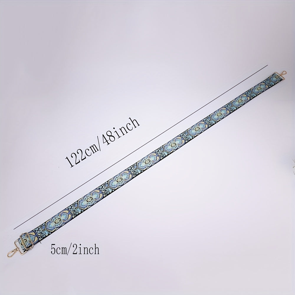 Embroidery Pattern Adjustable Strap Wide Nylon Handbag Belt