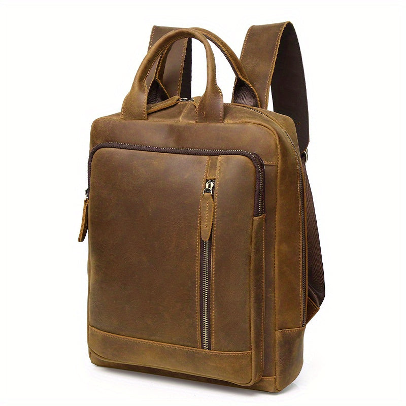 SCHLATUM Vintage Leather Backpack 14in Laptop Work Bag