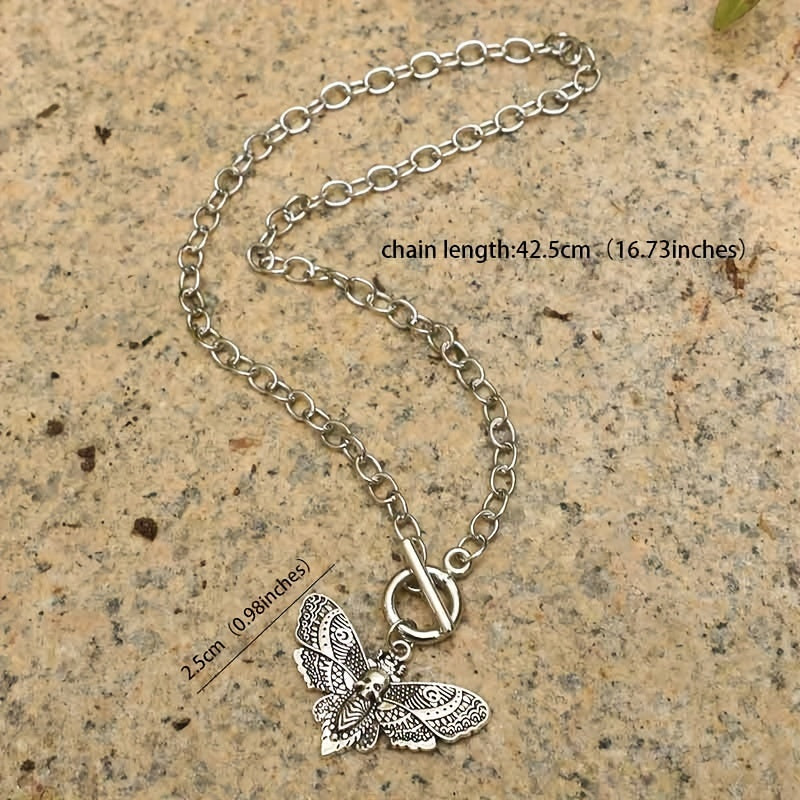 Gothic Skull Moth Pendant Necklace Party Jewelry Women Girls