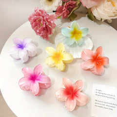 Frangipani Shaped Hair Claw Nonslip Ponytail Holder for Women Girls