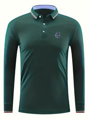 Knights Print Men's Long Sleeve Lightweight Polo Shirt
