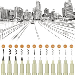 12-Pack Micro Fine Point Fineliner Ink Pens for Drawing Waterproof Archival