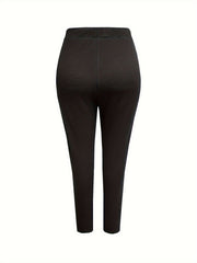  Solid Elastic Button Leggings