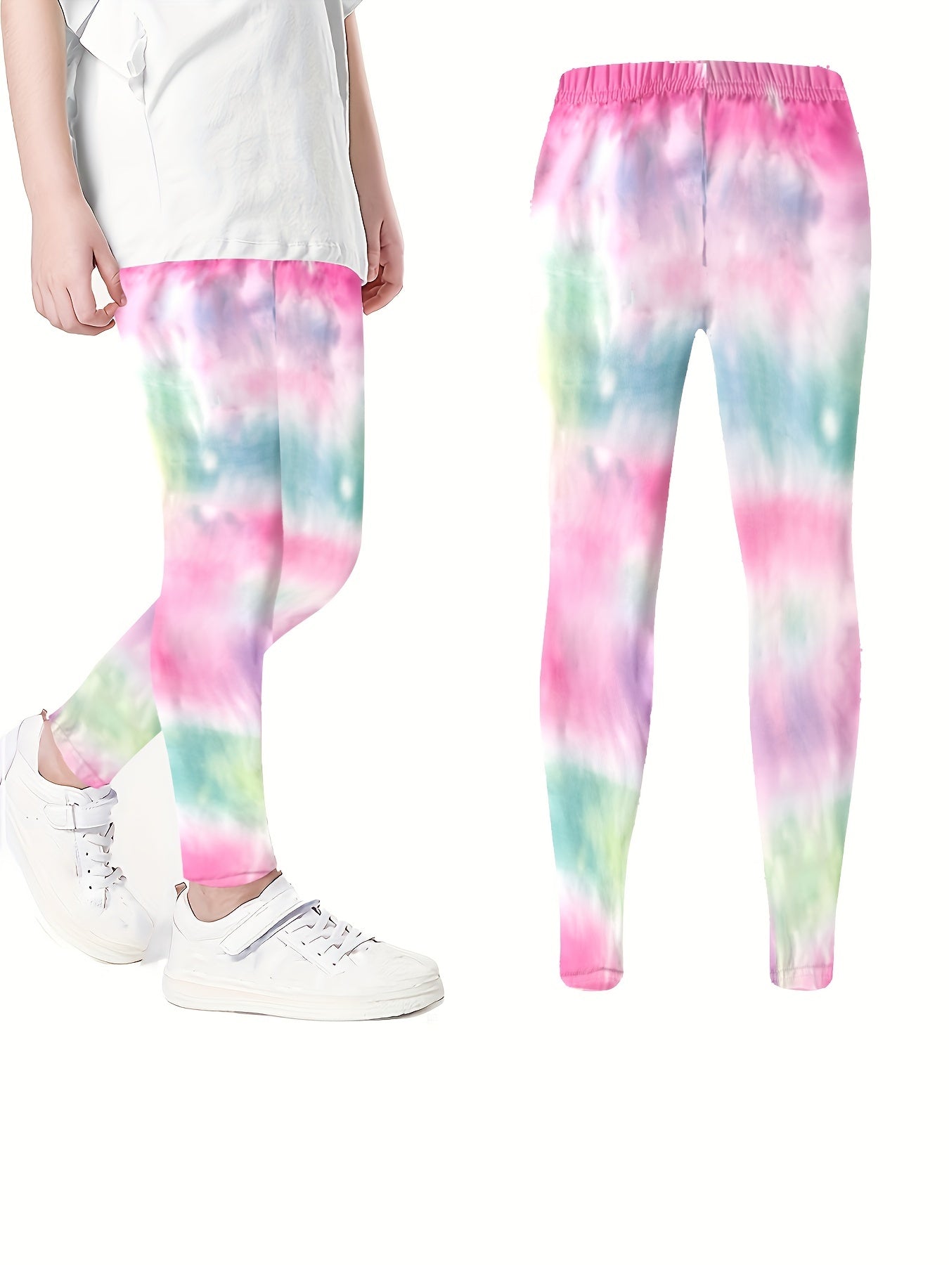 Girls Tie Dye Stretch Soft Leggings Elastic Waist Athletic Tight Slim Yoga Pants