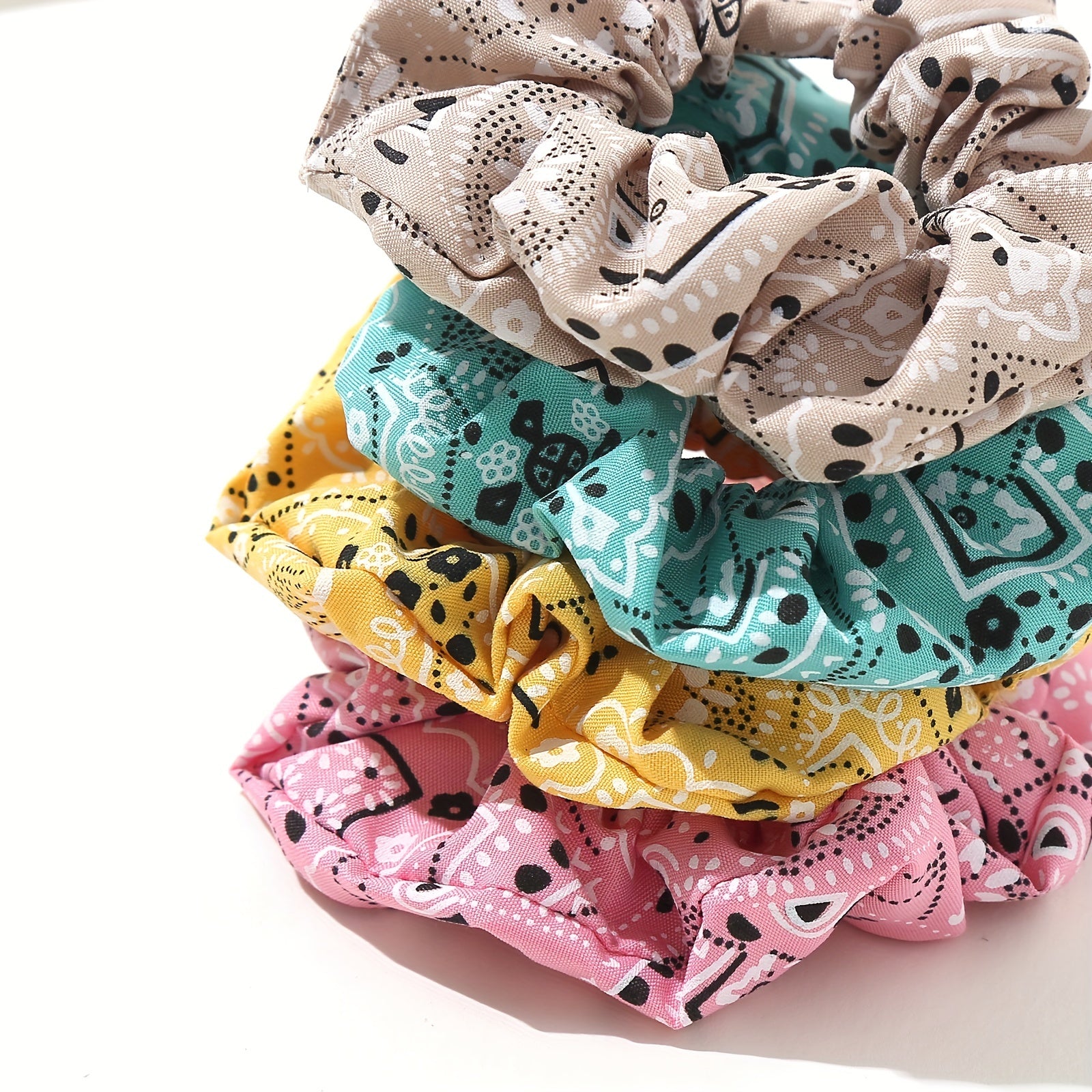 6PCS Paisley Flower Print Hair Tie High Elasticity Headband Hair Accessories
