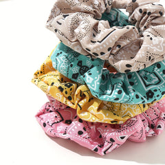 6PCS Paisley Flower Print Hair Tie High Elasticity Headband Hair Accessories